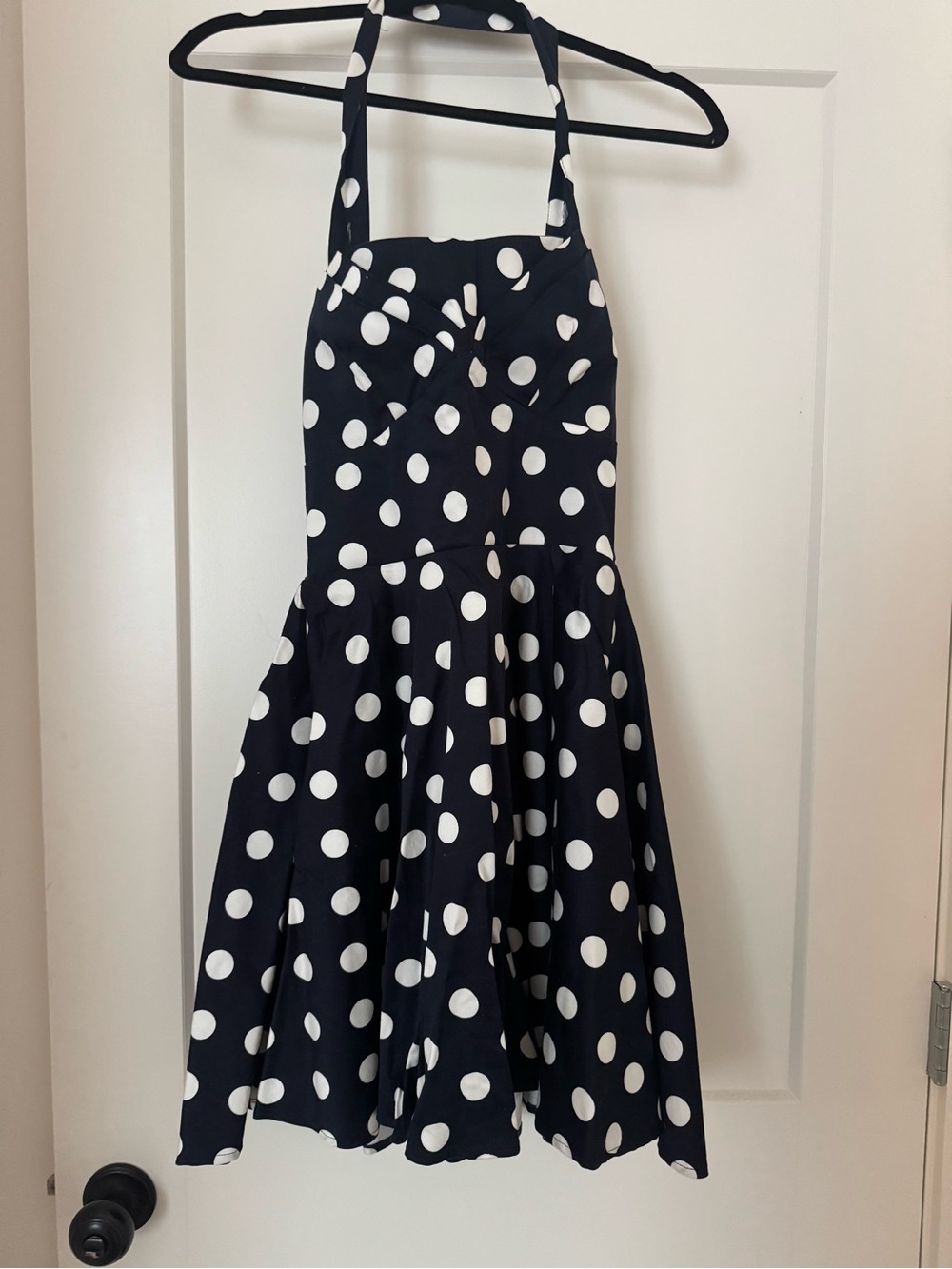 IXIA retro cocktail Black and White Polka Dot Halter Dress